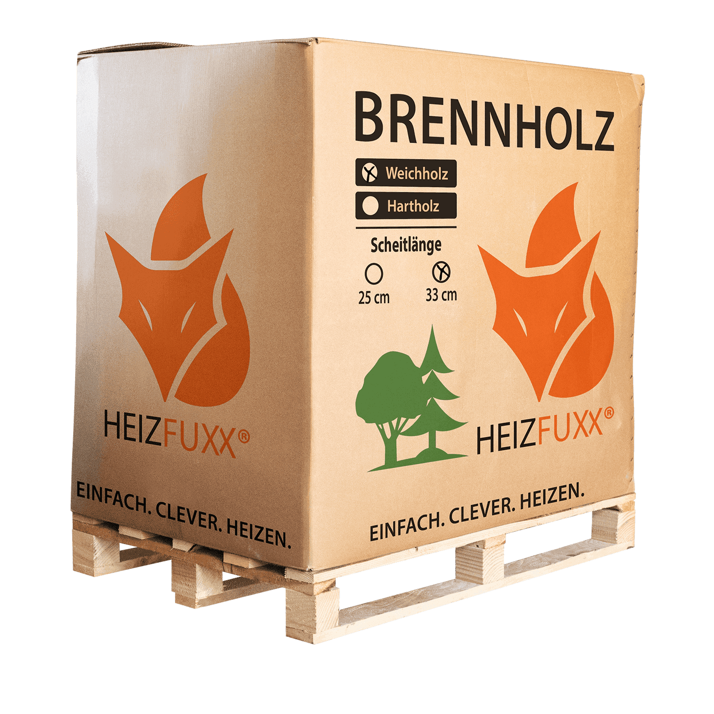 Paligo Heizfuxx Brennholz Weichholz 33cm 1SRM Palette - Brennholz-Scheiffele.de - Ihre Anlaufstelle für hochwertiges Brennholz!
