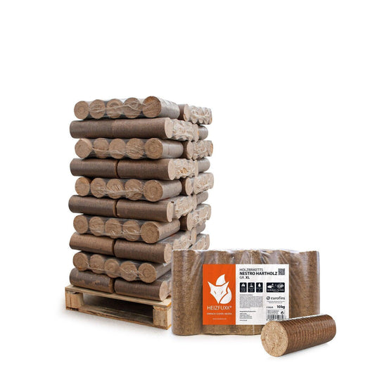 Heizfuxx Holzbriketts Hartholz Nielsen XL 10kg x 30 300kg Palette - Brennholz-Scheiffele.de - Ihre Anlaufstelle für hochwertiges Brennholz!