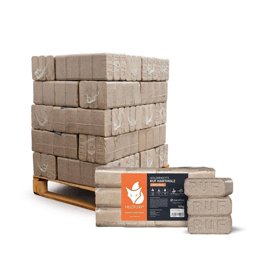 Heizfuxx Holzbriketts Hartholz Ruf Original 10kg x 30 300kg Palette - Brennholz-Scheiffele.de - Ihre Anlaufstelle für hochwertiges Brennholz!