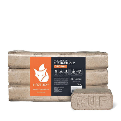 Heizfuxx Holzbriketts Hartholz Ruf Original 10kg x 30 300kg Palette - Brennholz-Scheiffele.de - Ihre Anlaufstelle für hochwertiges Brennholz!