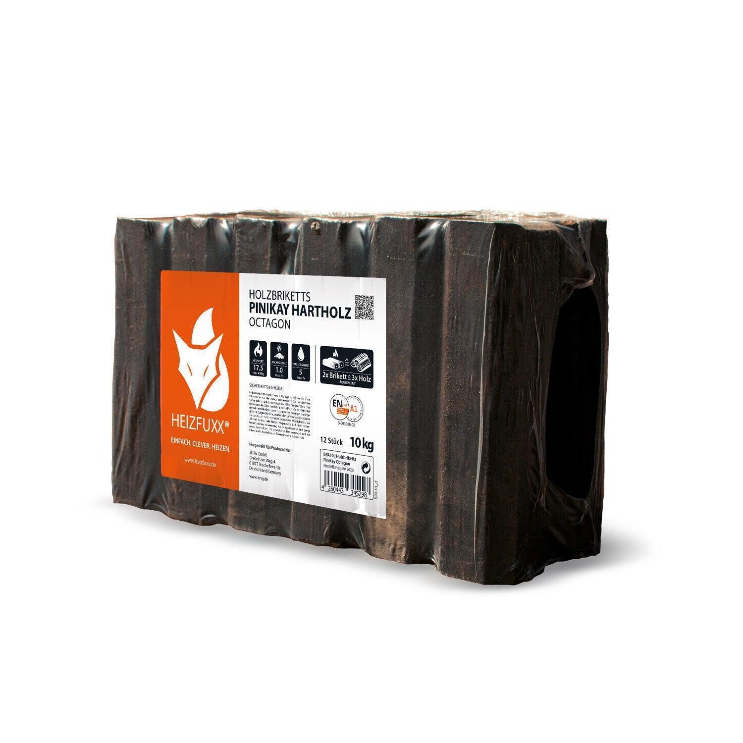Heizfuxx Holzbriketts Pinikay Hartholz Octagon 10kg x 30 300kg Palette - Brennholz-Scheiffele.de - Ihre Anlaufstelle für hochwertiges Brennholz!