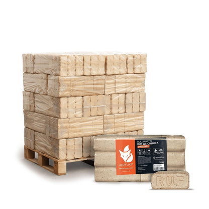 Heizfuxx Holzbriketts Weichholz Ruf Original 10kg x 30 300kg Palette - Brennholz-Scheiffele.de - Ihre Anlaufstelle für hochwertiges Brennholz!