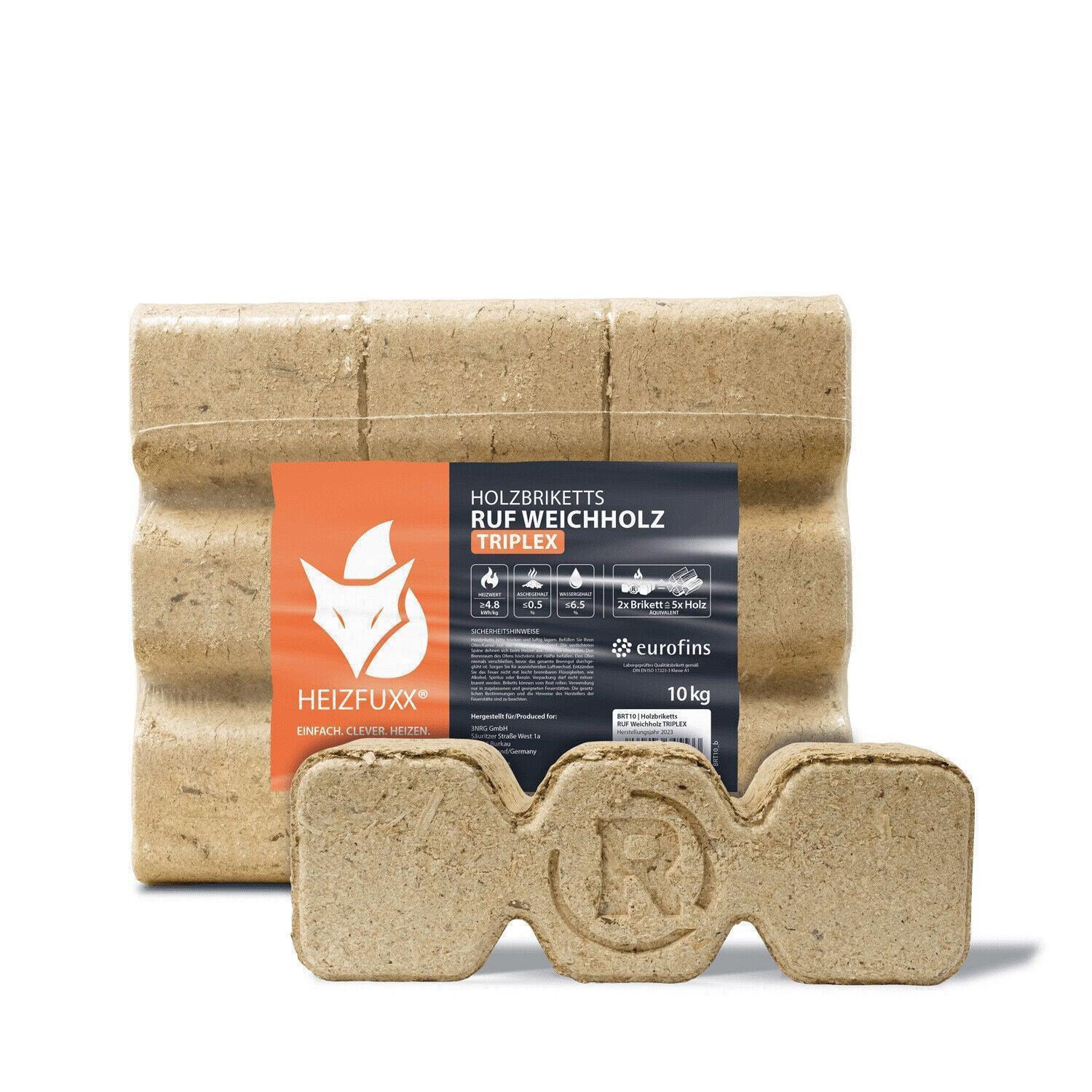 Heizfuxx Holzbriketts Weichholz Ruf Triplex 10kg x 96 960kg Palette - Brennholz-Scheiffele.de - Ihre Anlaufstelle für hochwertiges Brennholz!