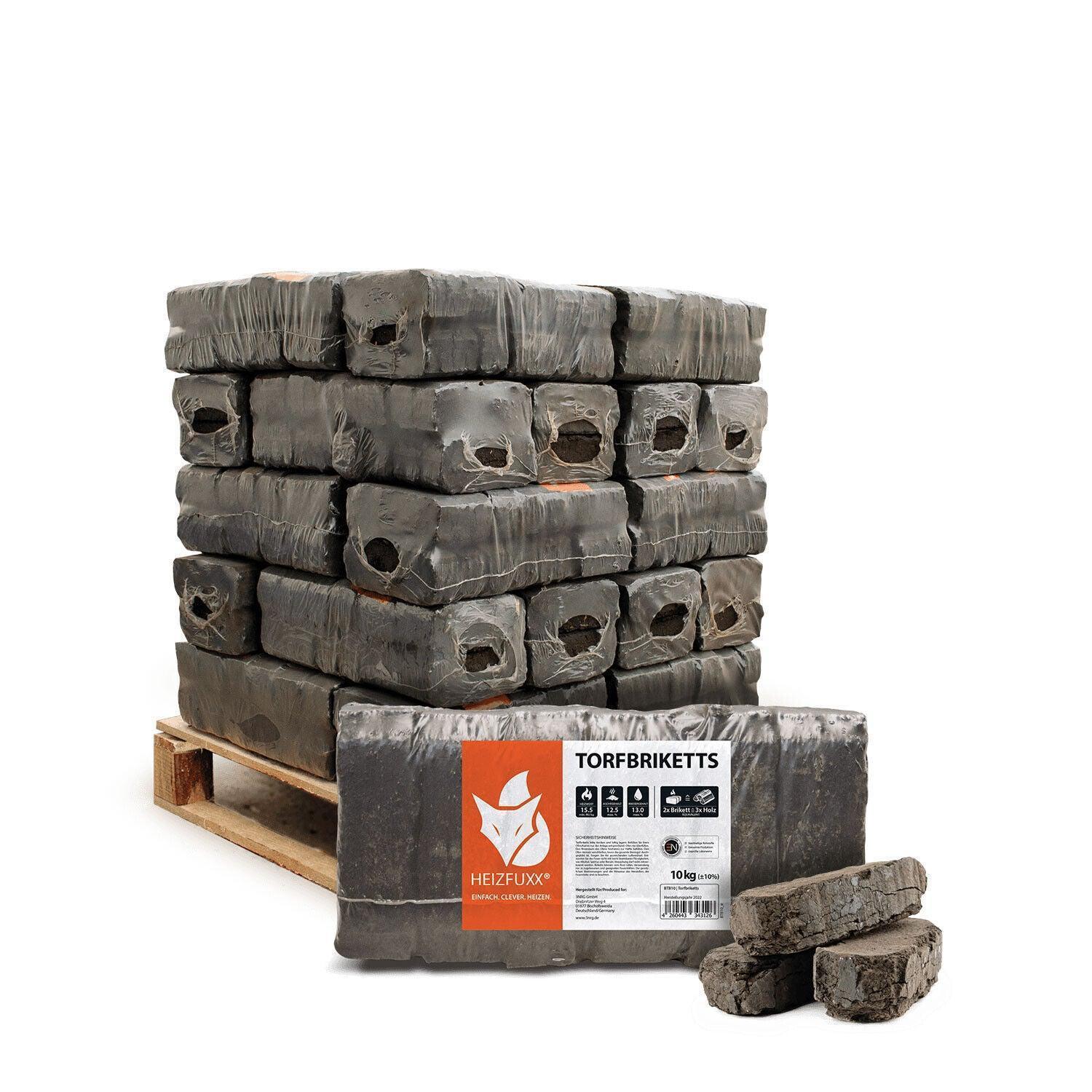 Heizfuxx Torfbriketts 10kg x 30 300kg Palette - Brennholz-Scheiffele.de - Ihre Anlaufstelle für hochwertiges Brennholz!