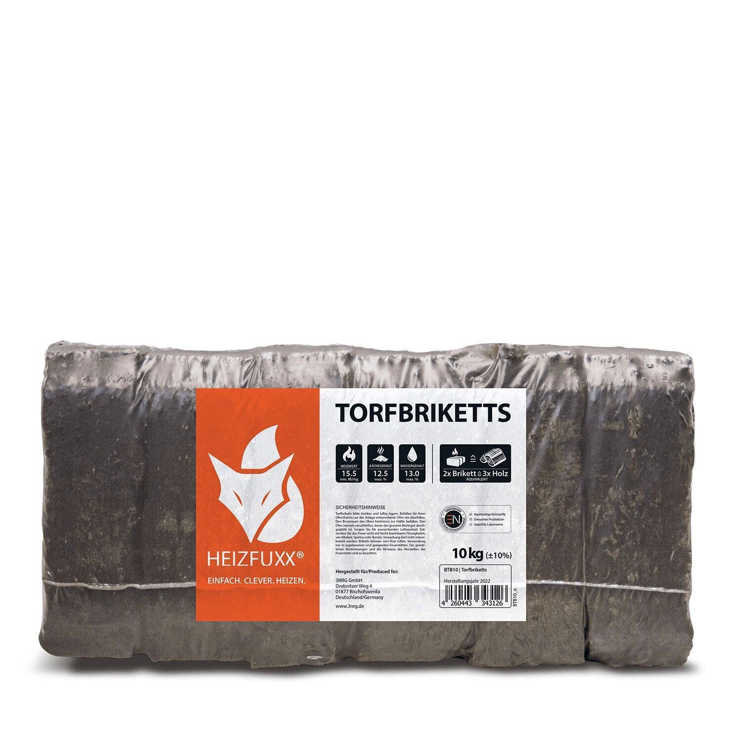 Heizfuxx Torfbriketts 10kg x 30 300kg Palette - Brennholz-Scheiffele.de - Ihre Anlaufstelle für hochwertiges Brennholz!