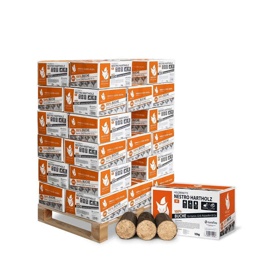 Nestro Hartholz M Karton 10kg x 30 300kg Palette - Brennholz-Scheiffele.de - Ihre Anlaufstelle für hochwertiges Brennholz!