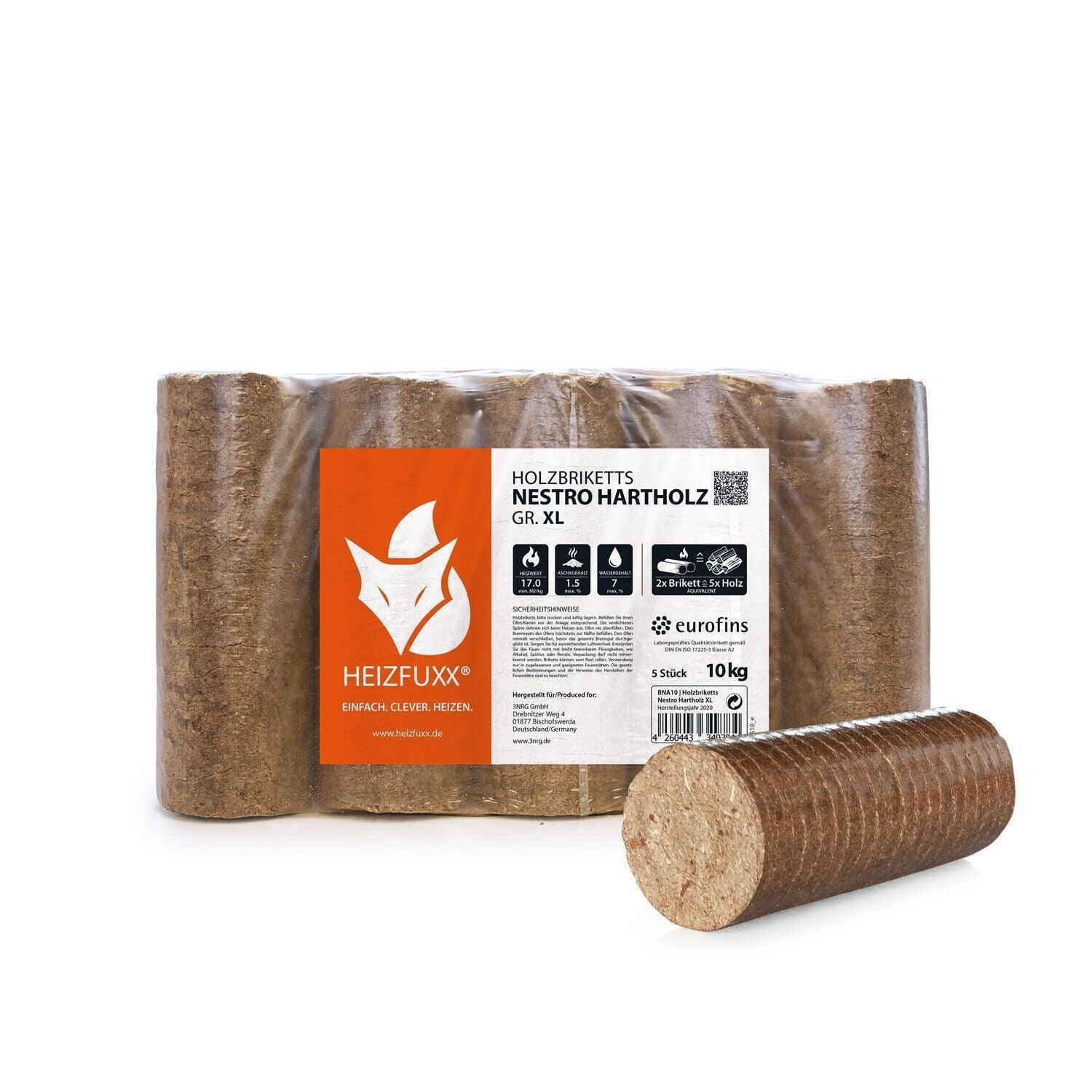 Paligo Heizfuxx Holzbriketts Hartholz Nielsen XL 10kg x 96 960kg Palette - Brennholz-Scheiffele.de - Ihre Anlaufstelle für hochwertiges Brennholz!