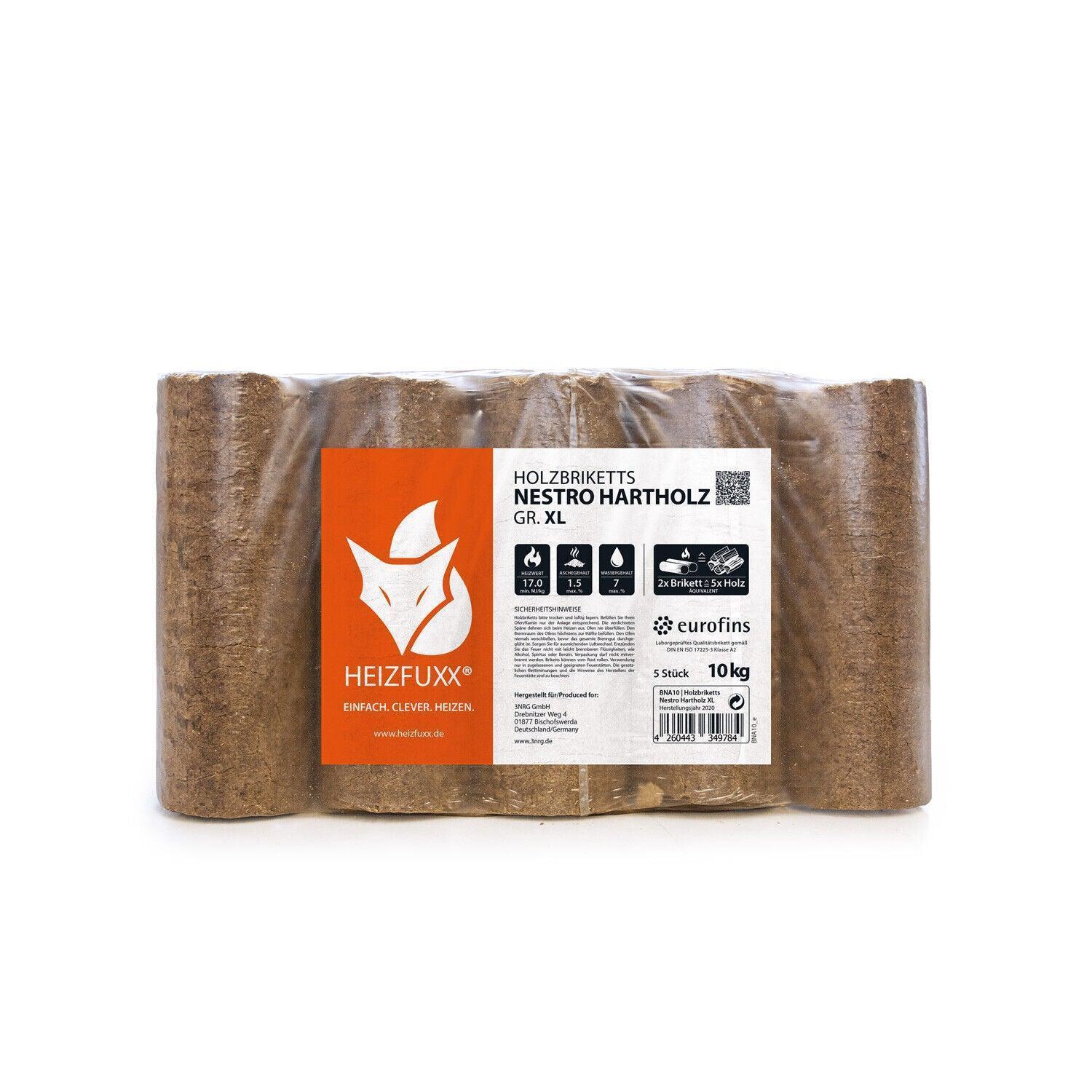 Paligo Heizfuxx Holzbriketts Hartholz Nielsen XL 10kg x 96 960kg Palette - Brennholz-Scheiffele.de - Ihre Anlaufstelle für hochwertiges Brennholz!