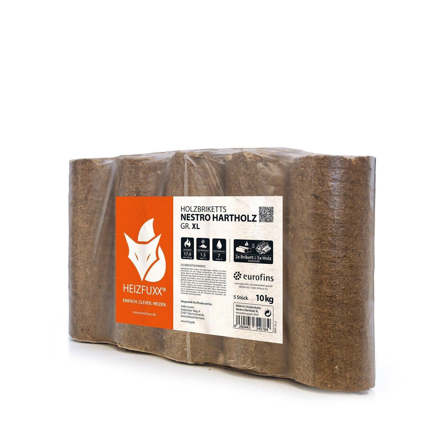 Paligo Heizfuxx Holzbriketts Hartholz Nielsen XL 10kg x 96 960kg Palette - Brennholz-Scheiffele.de - Ihre Anlaufstelle für hochwertiges Brennholz!
