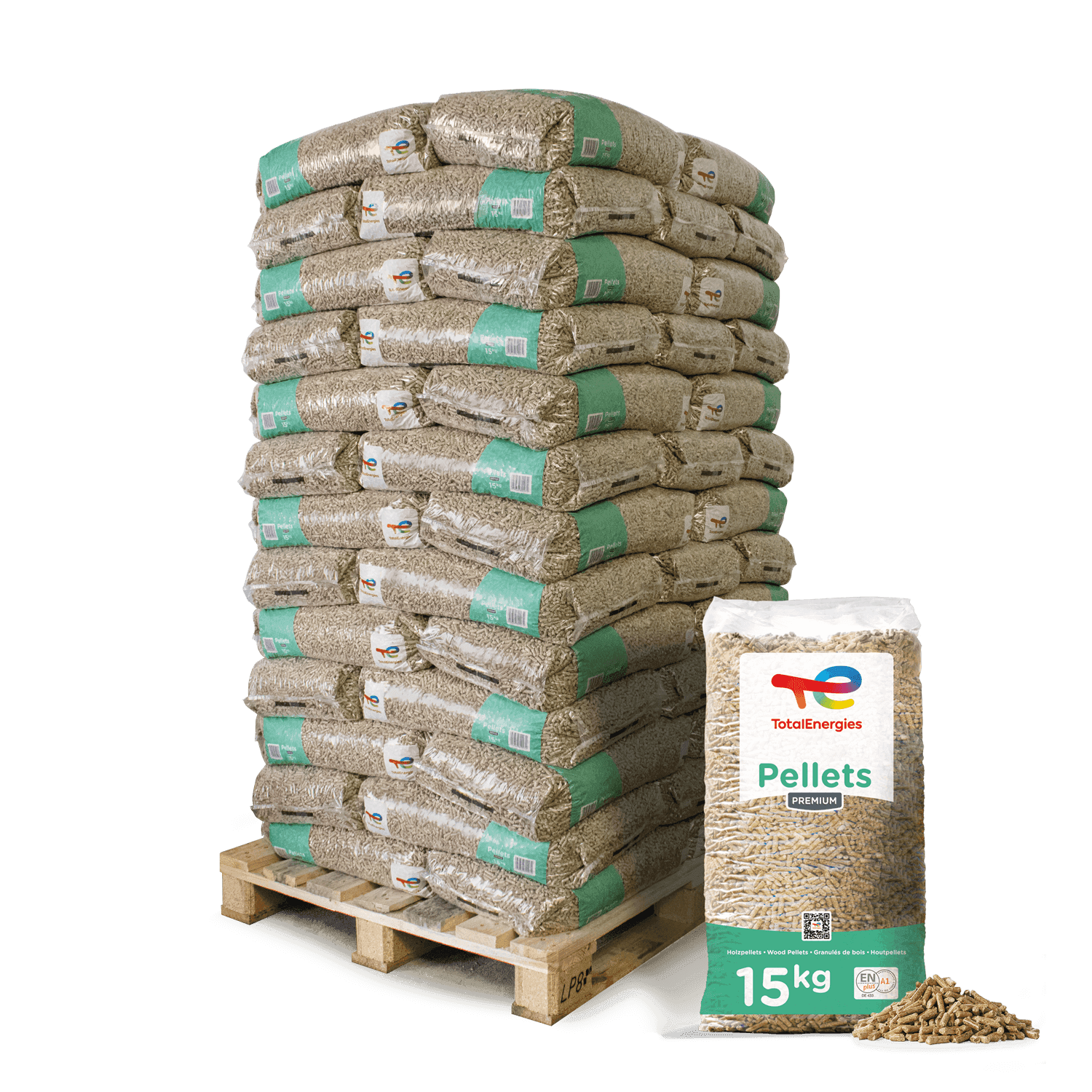 Paligo TotalEnergies Premium Holzpellets 6mm 15kg x 65 Sack 975kg Palette - Brennstoffe-Neuber.shop