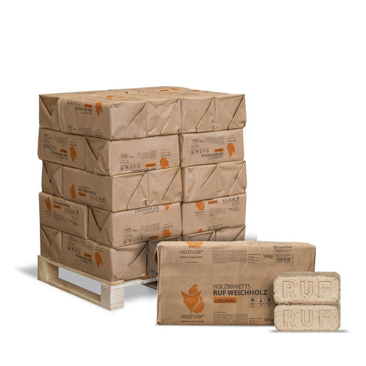 Ruf Weichholz Original Papiertüte 10kg x 30 300kg Palette - Brennholz-Scheiffele.de - Ihre Anlaufstelle für hochwertiges Brennholz!